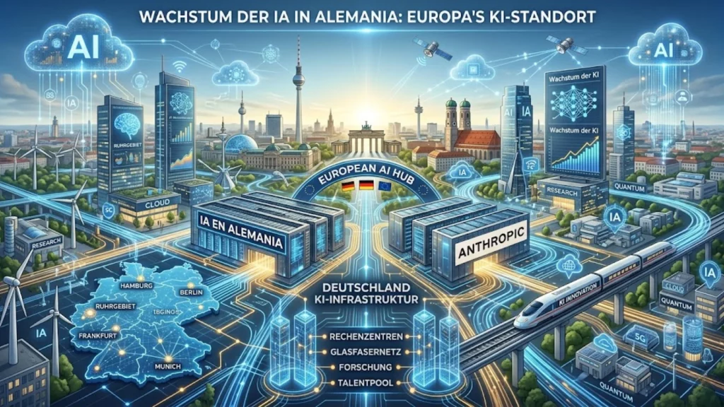 IA en Alemania - Centro de datos moderno y procesadores - Expansión de Anthropic