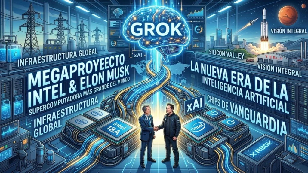 Colaboración entre Intel y Elon Musk para el desarrollo de infraestructura de inteligencia artificial.