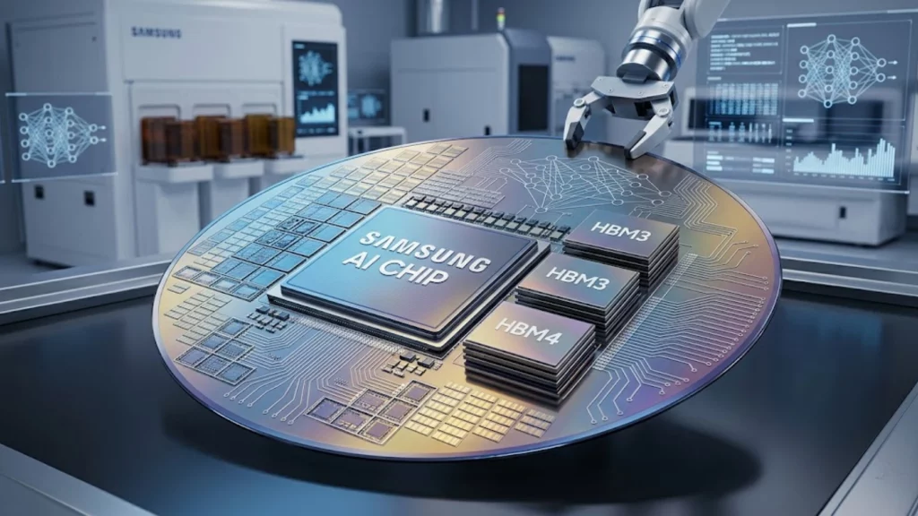 Planta de producción de chips de inteligencia artificial de Samsung.