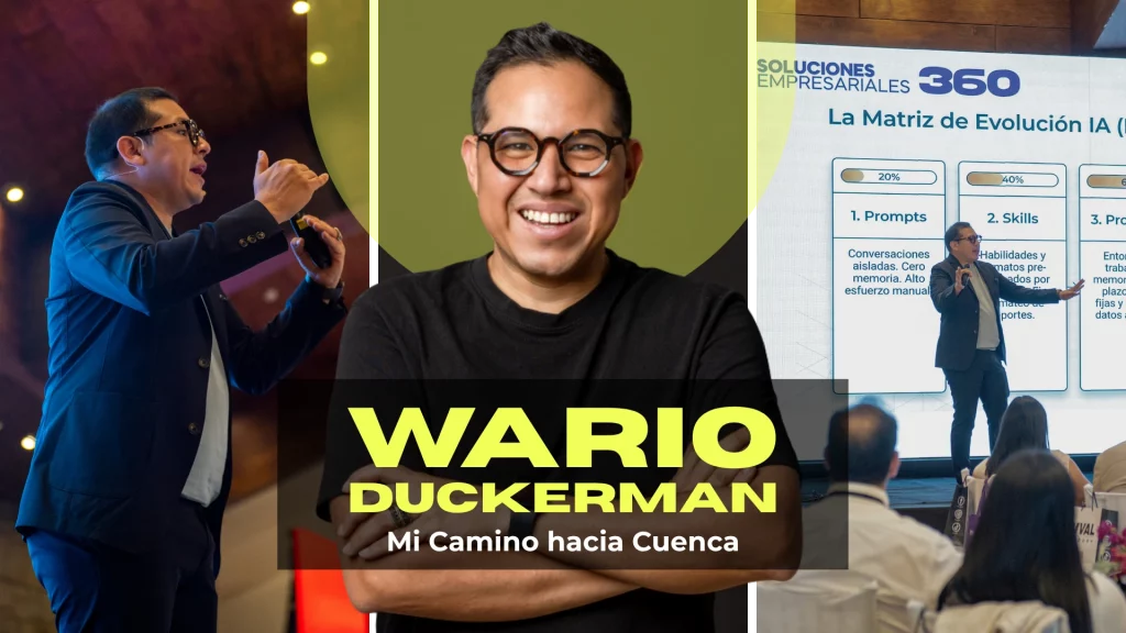 Wario Duckerman, considerado uno de los mejores conferencistas de Inteligencia Artificial en México y América Latina, en el escenario de Soluciones Empresariales 360.